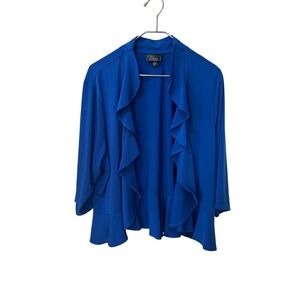 Collection dressbarn 2X 22/24W bold Blue Ruffle Waterfall Front Cardigan